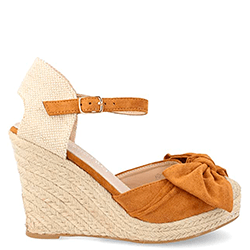 Sandalia de rafia mujer cuña detalle lazo