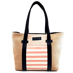 Shopping bag de rafia Dimoni hecho en España detalle rayas