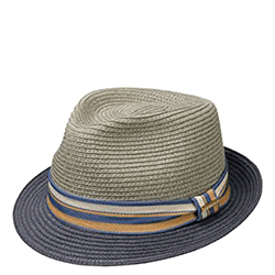 Sombrero de rafia hombre mujer Stetson Fedora color azul y gris