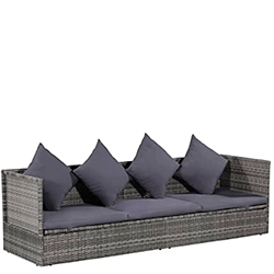 Sofa de ratan sintentico para jardin color gris